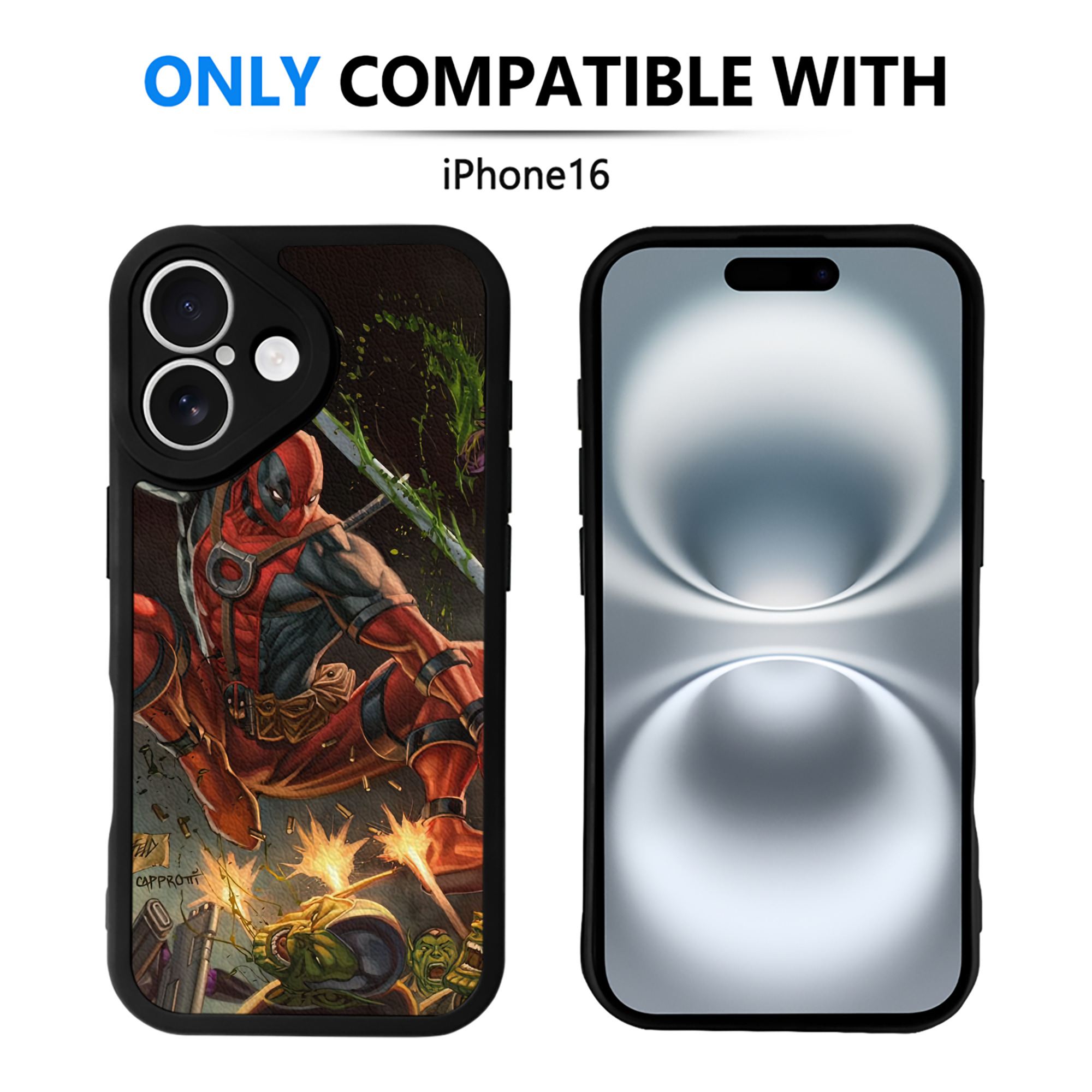 （画像用） Deadpool デッドプール 【iPhone 16シリーズ対応】シリコンスマホケース（レザー調） 材質：シリコン